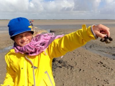 a girl pointing at something