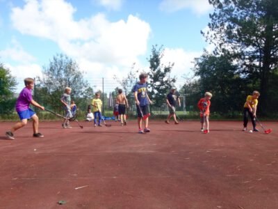 a group of people playing sports