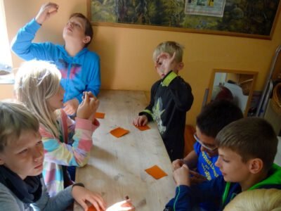 a group of kids playing a game
