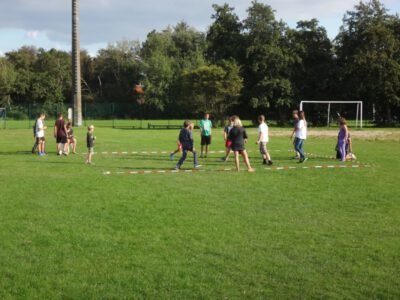 a group of people on a field