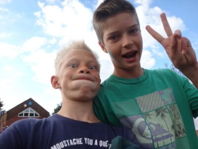 two boys taking a selfie