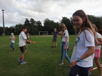 a group of people on a field